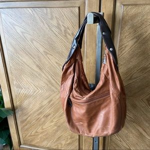 XL Brown stud faux leather hobo bag